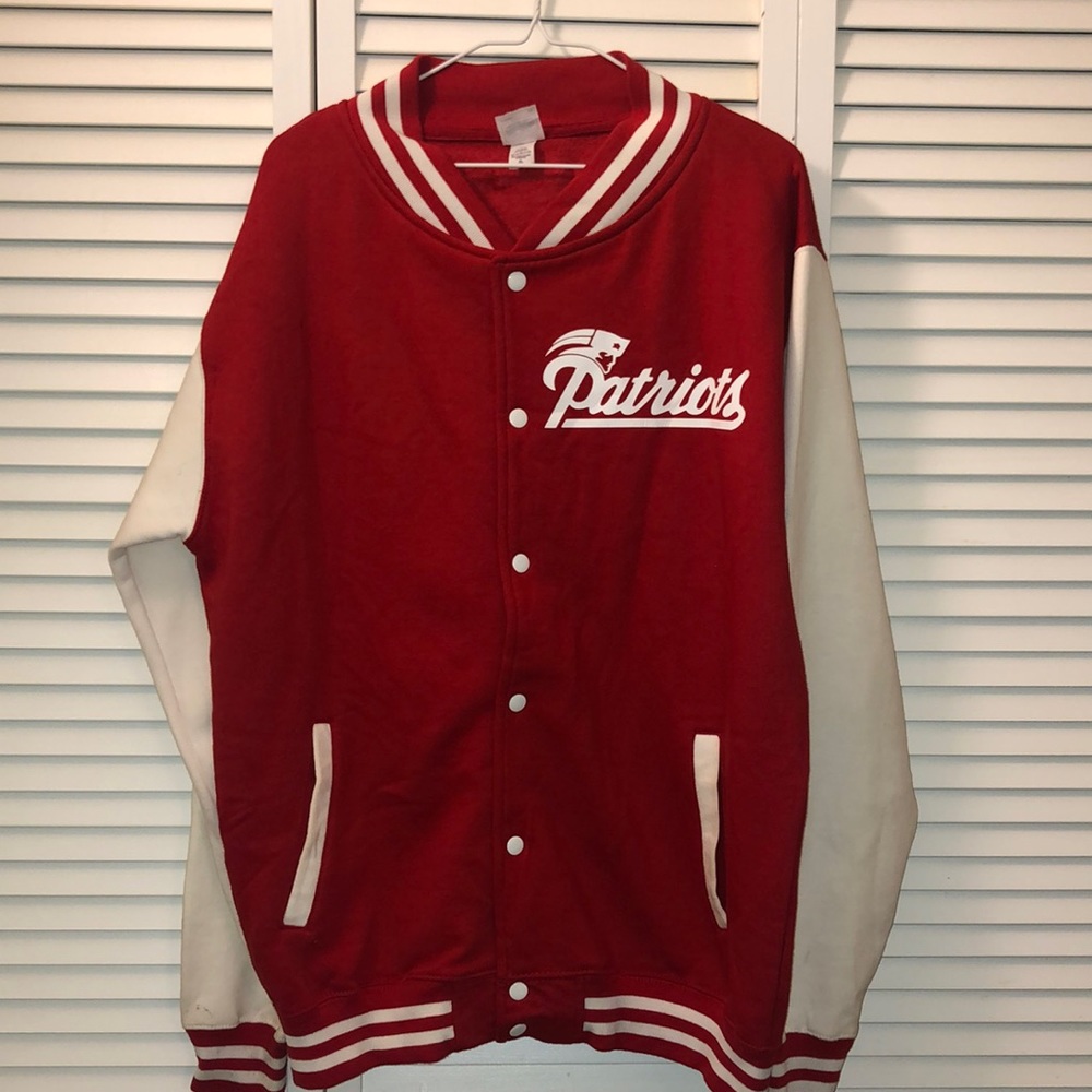 Varsity Jacket Unisex Red & White Patriots Letterman Jacket